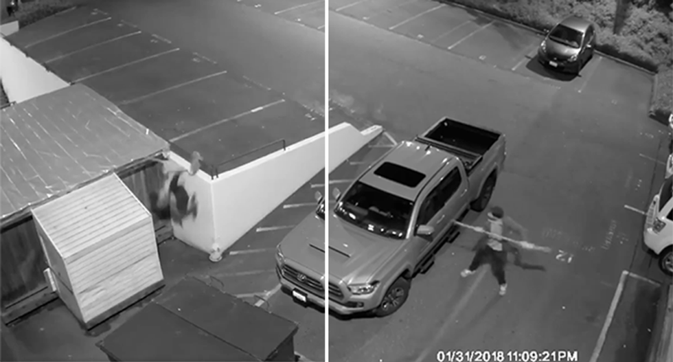Seattle radio station does hilarious play-by-pay of klutzy criminal trying to break into truck and building
