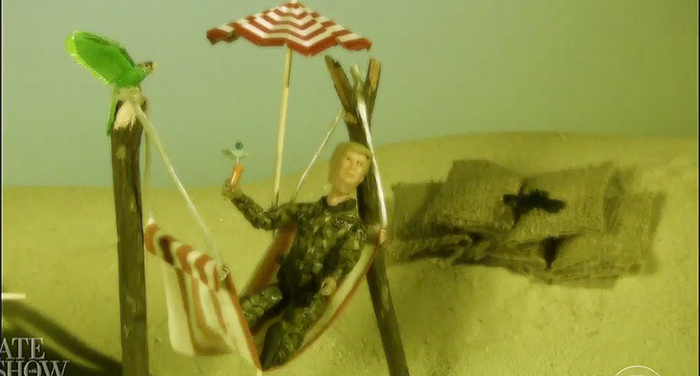 Colbert mocks 'Cadet Bone Spurs' with fake GI Joe -- who would totally march into battle if he didn't have to ice his shins