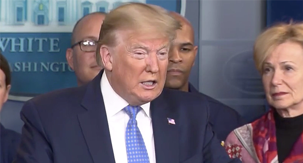 Trump tells people to buy less stuff amid coronavirus crisis: 'Take it easy. Just relax. We're doing great. It all will pass.'