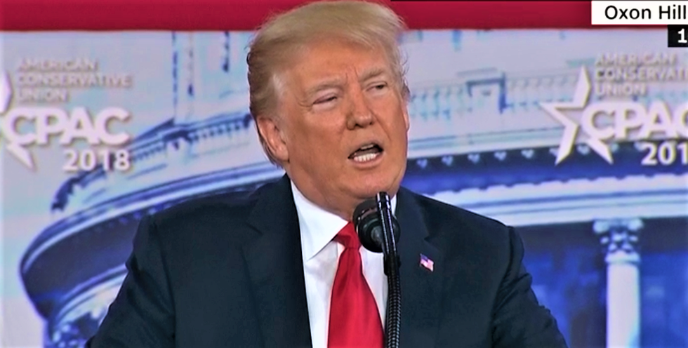 Trump trashes gun-free schools at CPAC 2018 -- where people aren't allowed to bring in guns