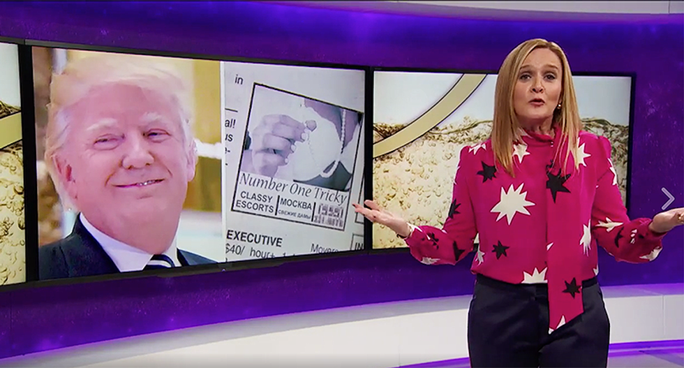 Sam Bee mocks Trump's #GoldenShowerGate: 'A spoonfull of hooker urine helps the treason claims go down'