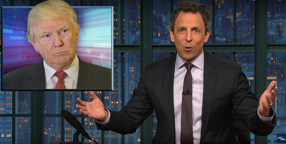 'Up is down, black is white': Seth Meyers slams Trump’s ‘creepy’ press conference