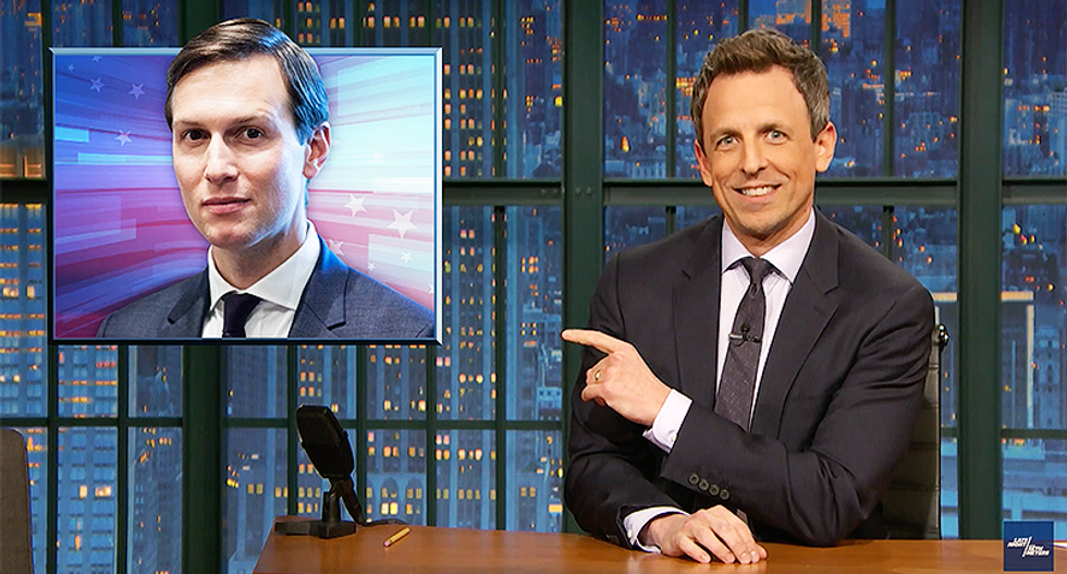 Seth Meyers hilariously blasts 'cartoonishly corrupt' Jared Kushner as 'the ghost of a boy Trump killed' with a golf ball