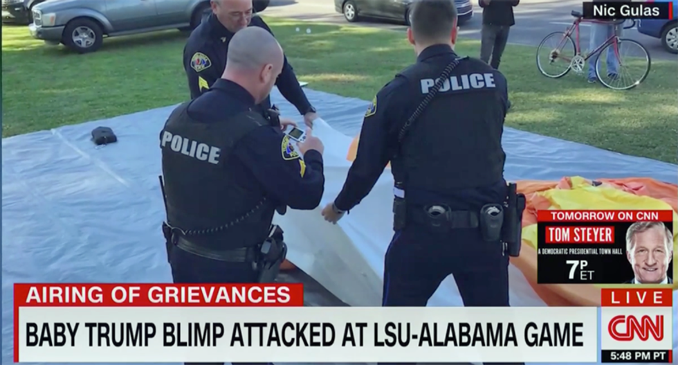‘Baby Trump Blimp is no more’: CNN reports the iconic protest prop was knifed to death in Alabama