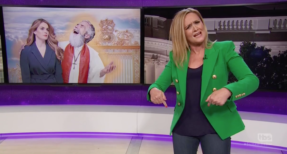 'You helped burn down democracy, b*tch!' Sam Bee rages against 'bland' Hope Hicks in epic send-off