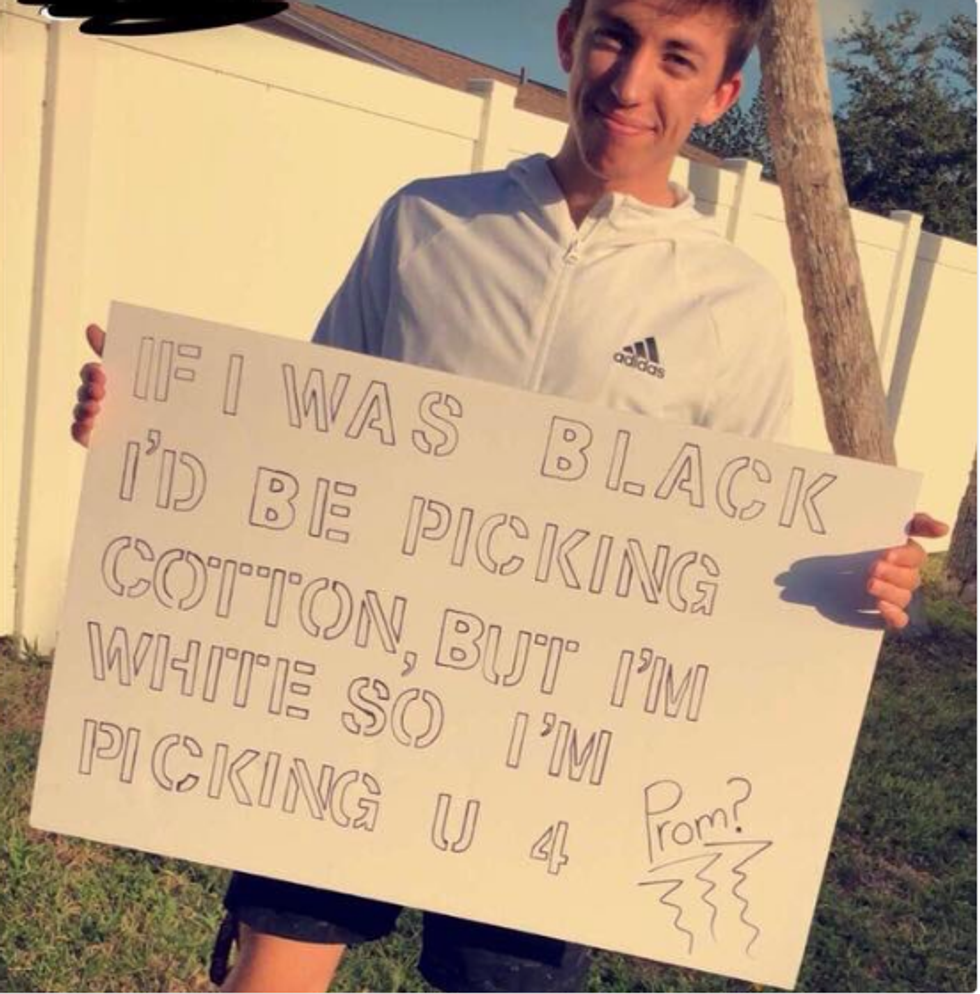 White Florida teen finds an incredibly racist way to ask his girlfriend to prom