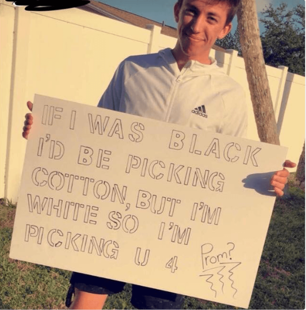 White Florida teen finds an incredibly racist way to ask his girlfriend to prom