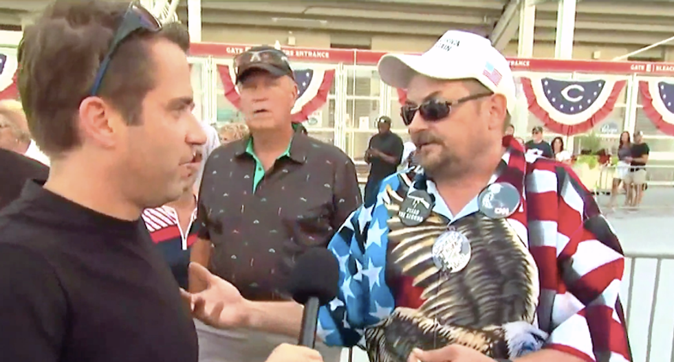Trump supporter instantly wilts after reporter confronts him for telling young protester to shoot herself