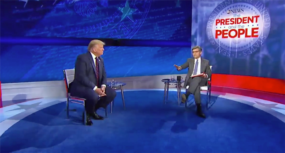 Watch Stephanopoulos shut down Trump for lying during ABC News town hall in Philadelphia
