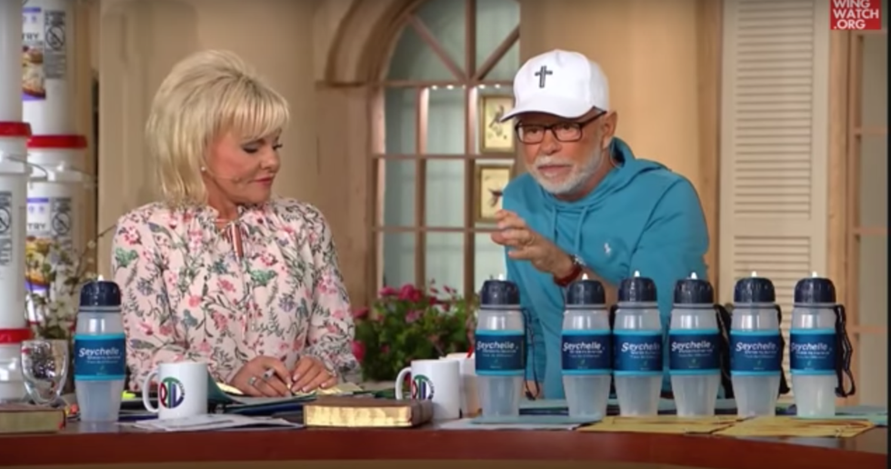 Televangelist wants to equip Christians for the end times with a pack of $150 'extreme survival' water bottles