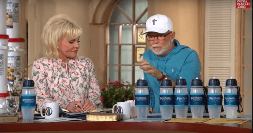 Televangelist wants to equip Christians for the end times with a pack of $150 'extreme survival' water bottles