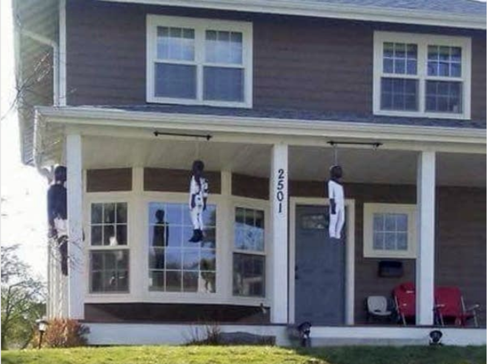 Piñata maker apologizes after facing backlash from his community for hanging black dolls on his porch