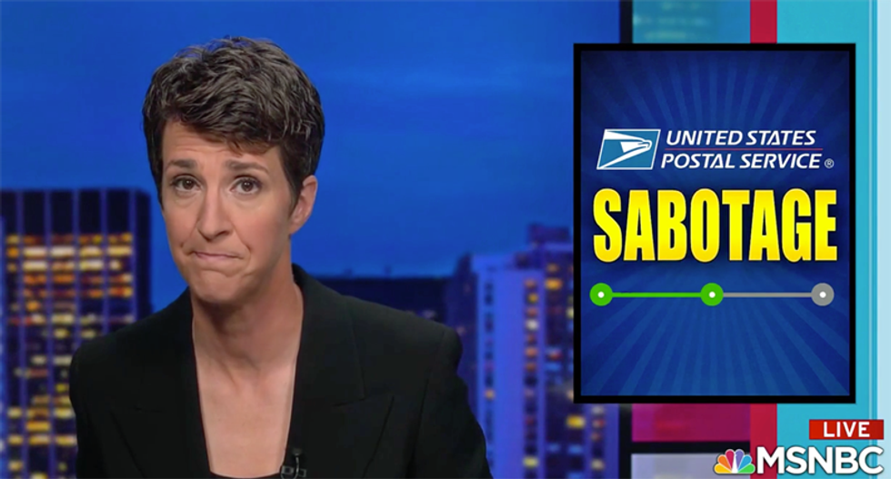 Maddow reports shocking details of the ‘sabotage’ of USPS by Trump administration: ‘Worse by the hour’