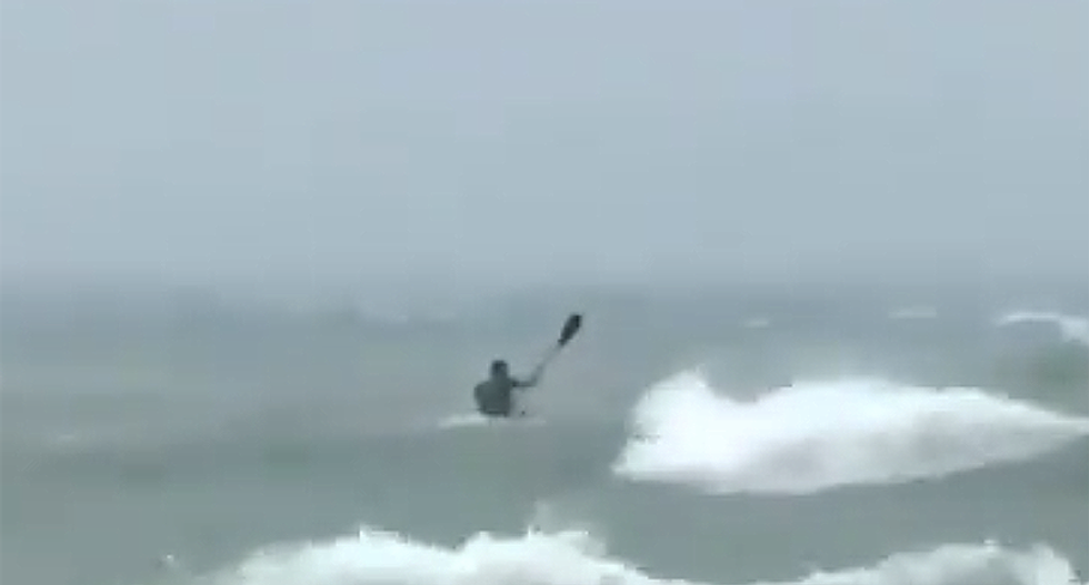 WATCH: 'Moron' takes off in kayak as Hurricane Dorian makes landfall