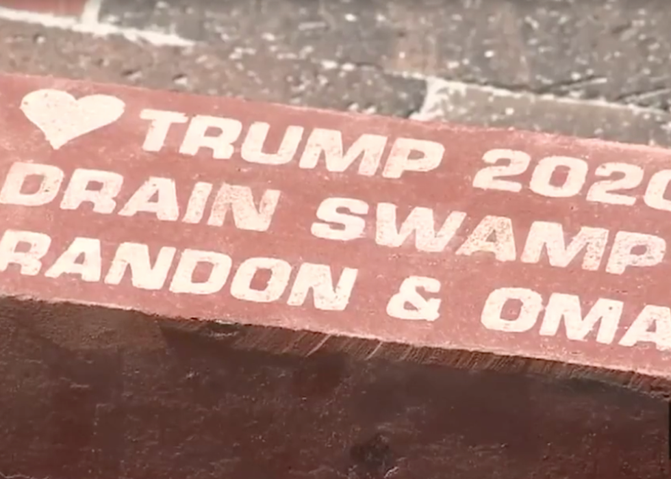 Woman cries censorship after her personalized 'Trump 2020' brick is yanked from city sidewalk