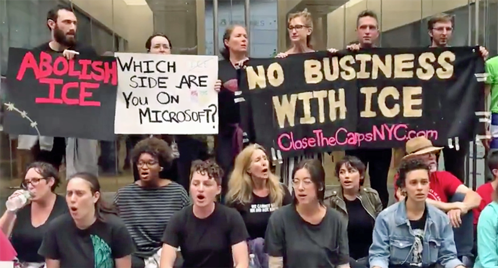 WATCH: Protesters shut down 5th Ave near Trump Tower to protest Microsoft working with ICE