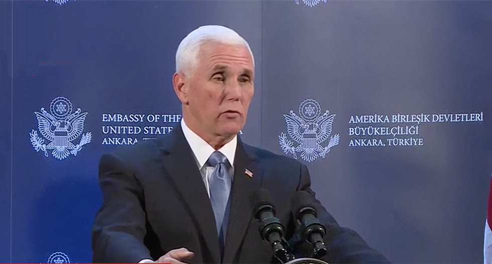 Mike Pence credits president for 'ceasefire' solution to situation Trump created