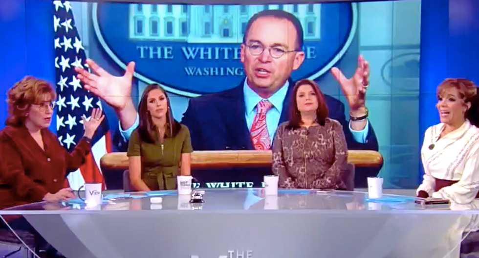 The View's audience boos Mick Mulvaney's confession -- and laughs when he denies video evidence