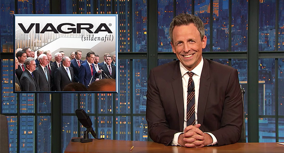 Seth Meyers says Republicans storming classified room looked like a protest at a pharmacy that ran out of Viagra