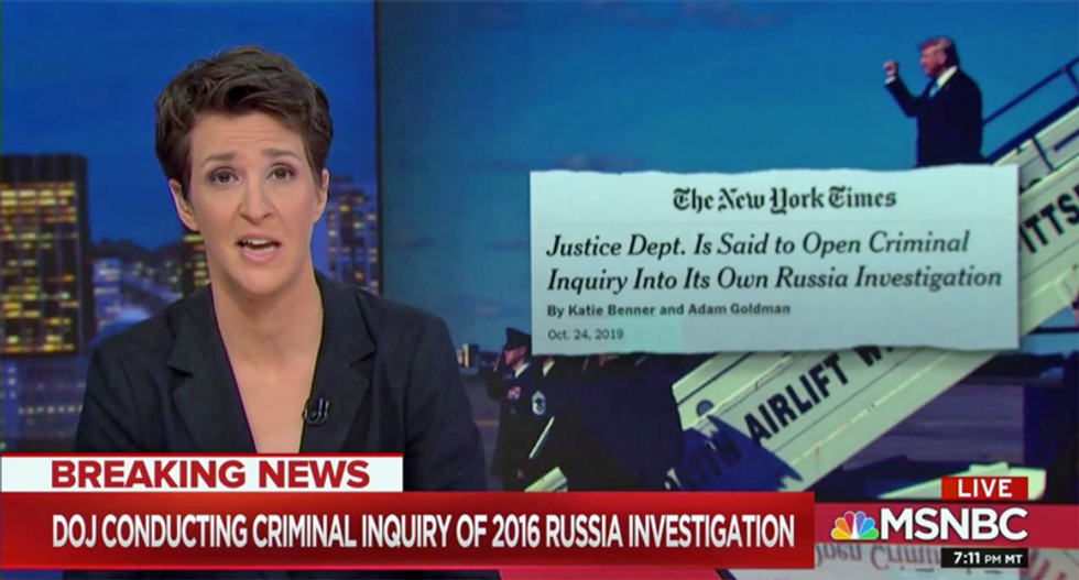 ‘This is stunning’: Maddow shocked by AG Bill Barr's criminal investigation into ‘conspiracy theory’