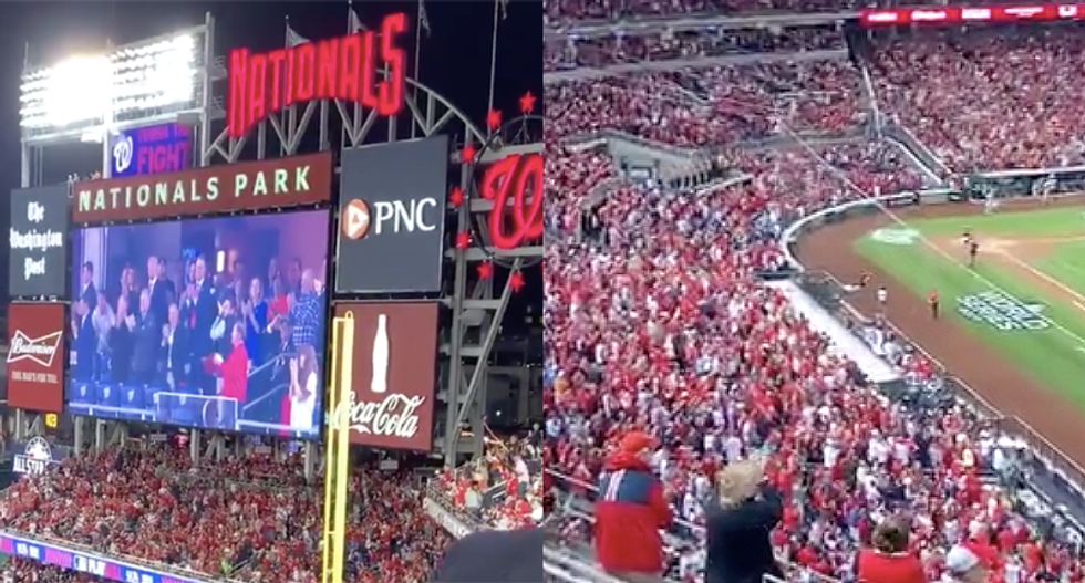 'Lock him up!': Nationals Ballpark breaks out into loud boos as Trump is finally announced