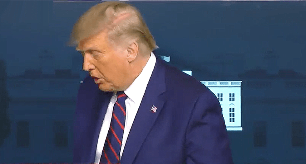 Trump abruptly ends news conference after reporter points out contradictory statements on plasma treatment