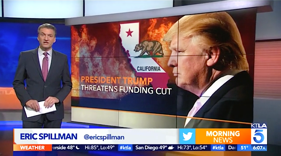 WATCH: Local CA news anchor debunks Trump's lie that the state is to blame for fires