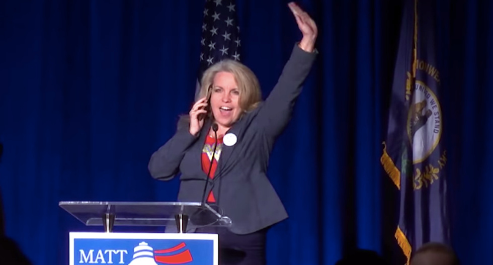 ‘Kick her out!’ Bevin appointee booed for jumping onstage to falsely claim Kentucky governor won re-election