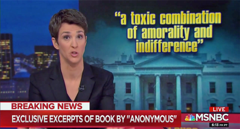 Rachel Maddow reads shocking excerpts from new book by ‘anonymous’ White House official