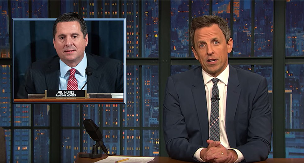 Seth Meyers mocks Devin Nunes saying Dems wanted to find nude photos of Trump: 'Literally no one wants that'