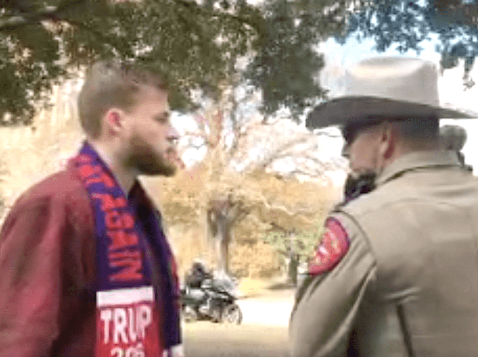 InfoWars reporter’s plan to crash impeachment rally with a bullhorn flops after Texas troopers intervene