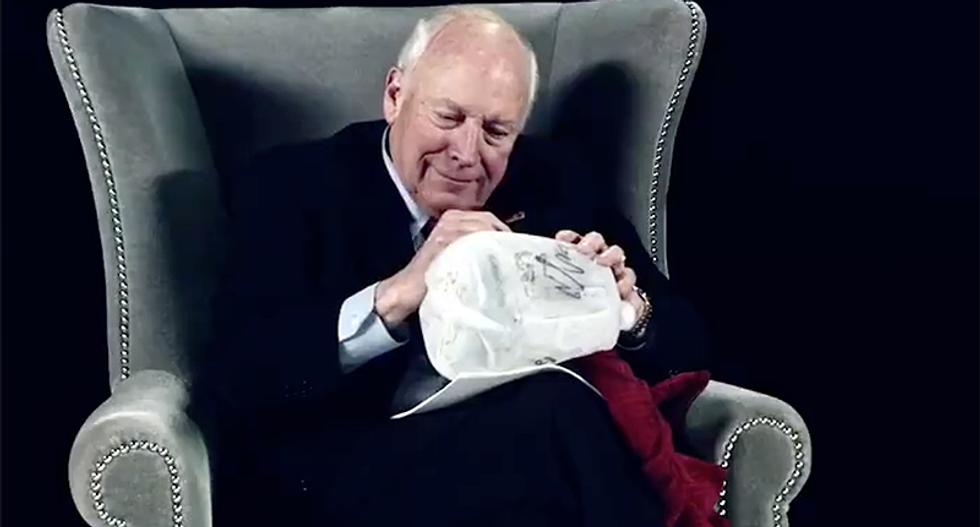Sacha Baron Cohen teases new show with clip of Dick Cheney happily autographing 'waterboarding kit'
