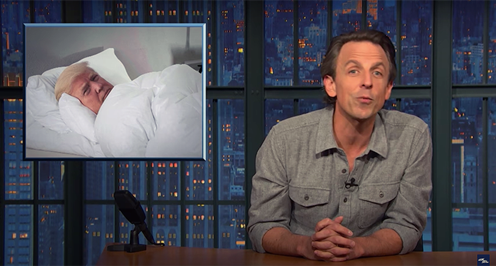 Seth Meyers hilariously mocks Trump for being so depressed he's hiding from the press