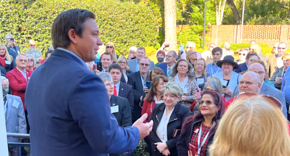 Florida Republicans pack mask-free into event to hear Gov. Ron DeSantis brag and lie