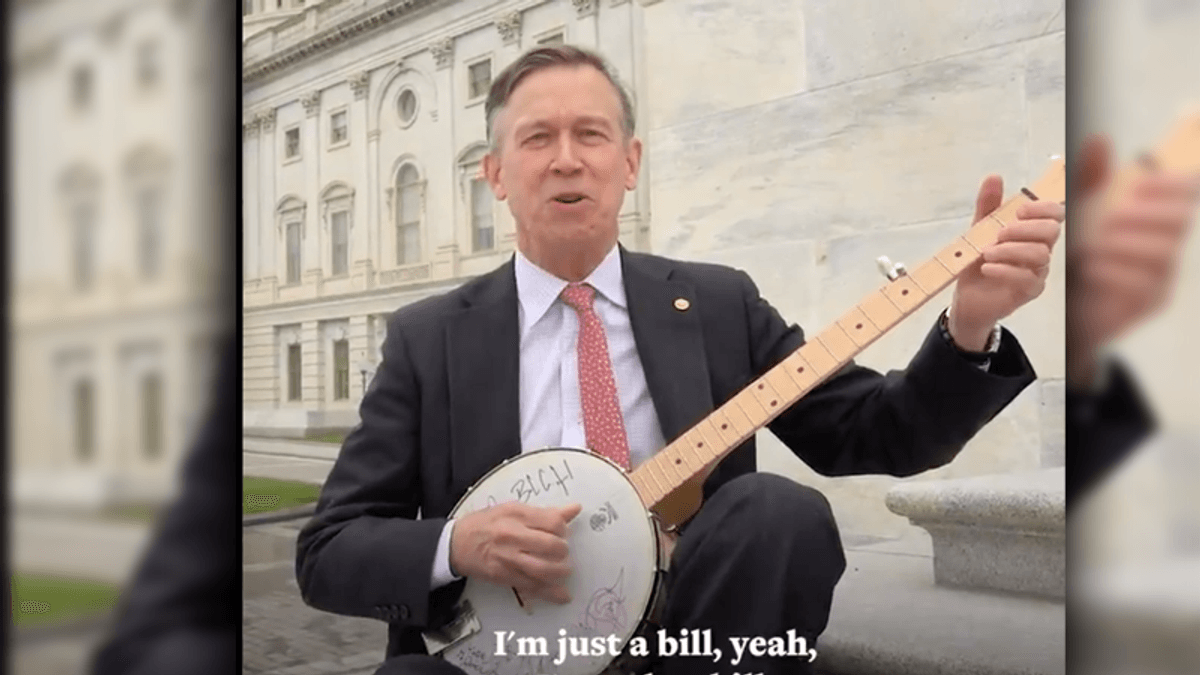 Colorado Senator breaks out his banjo to do his own 'School of Rock' video about voting rights bill