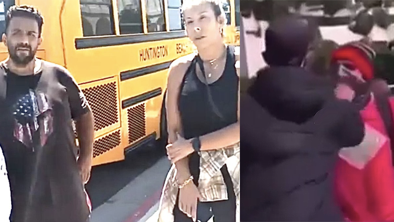 Anti-ask Huntington Beach protest (Photos: screen captures)