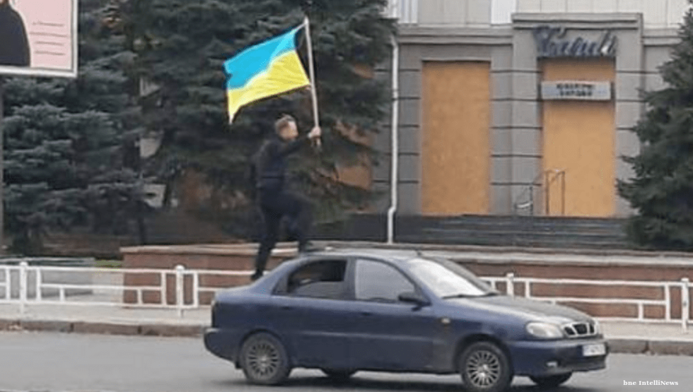 Ukrainian flags flood Kherson as emotional residents celebrate liberation from Russian occupiers