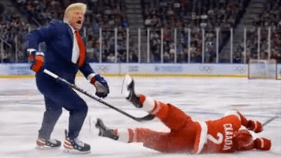 Trump shares bizarre AI video of himself besting Canada's hockey team after Team USA win