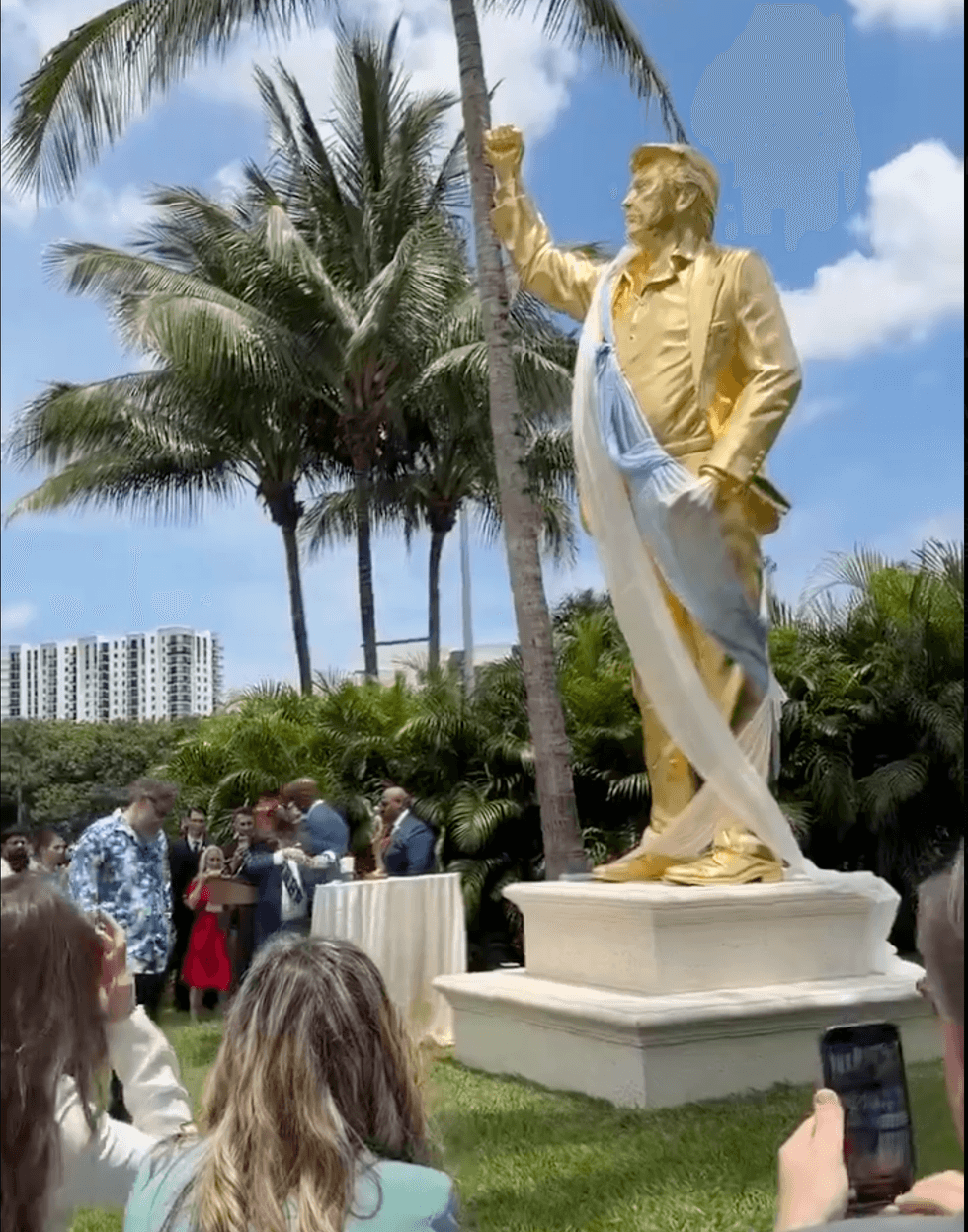 Trump's giant gold statue at his golf club triggers online disgust and disbelief