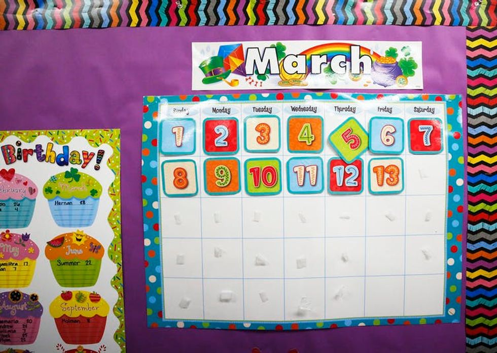 In the second grade classroom of teacher Mrs. Miranda at Cerritos Elementary School in Glendale, the calendar never went beyond  March 13, 2020.