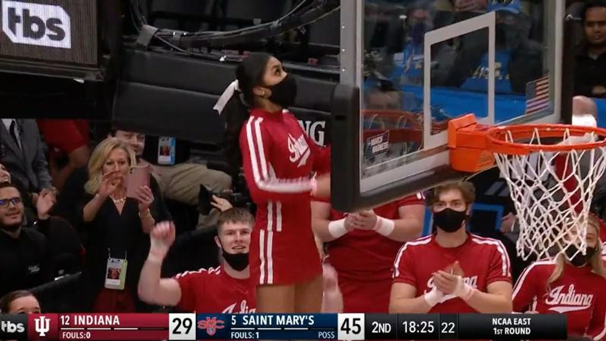 WATCH: 'The cheerleader saves the day' at March Madness basketball game