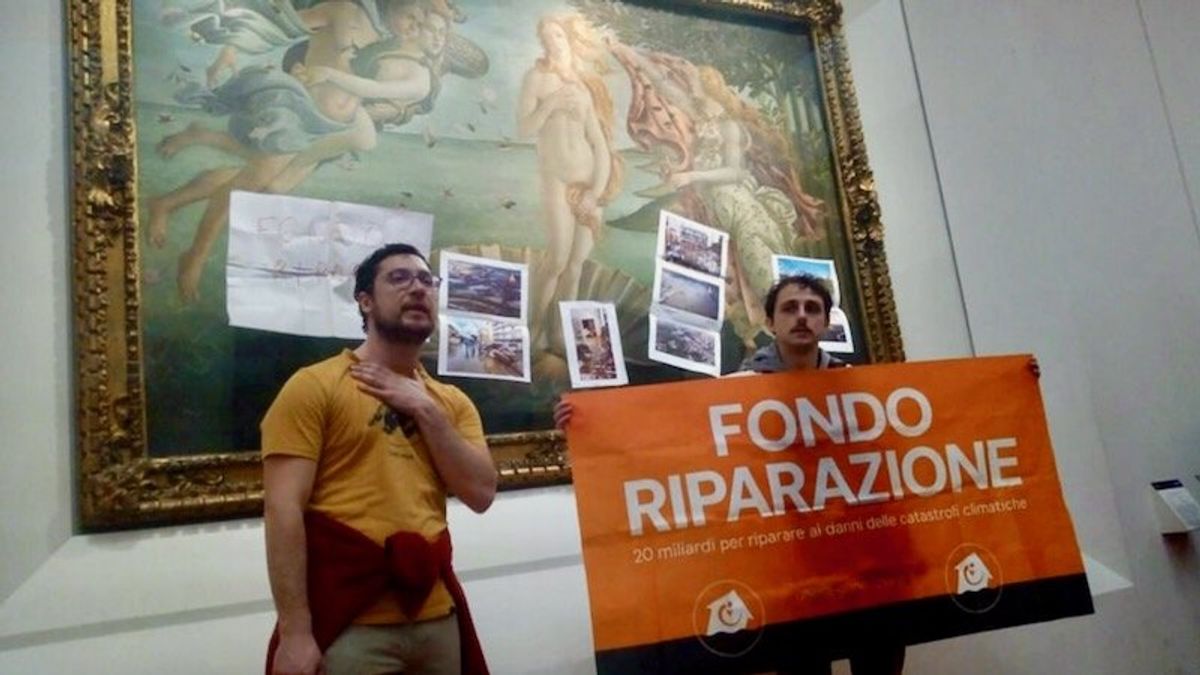 Climate protesters target Botticelli's 'The Birth of Venus' in Florence