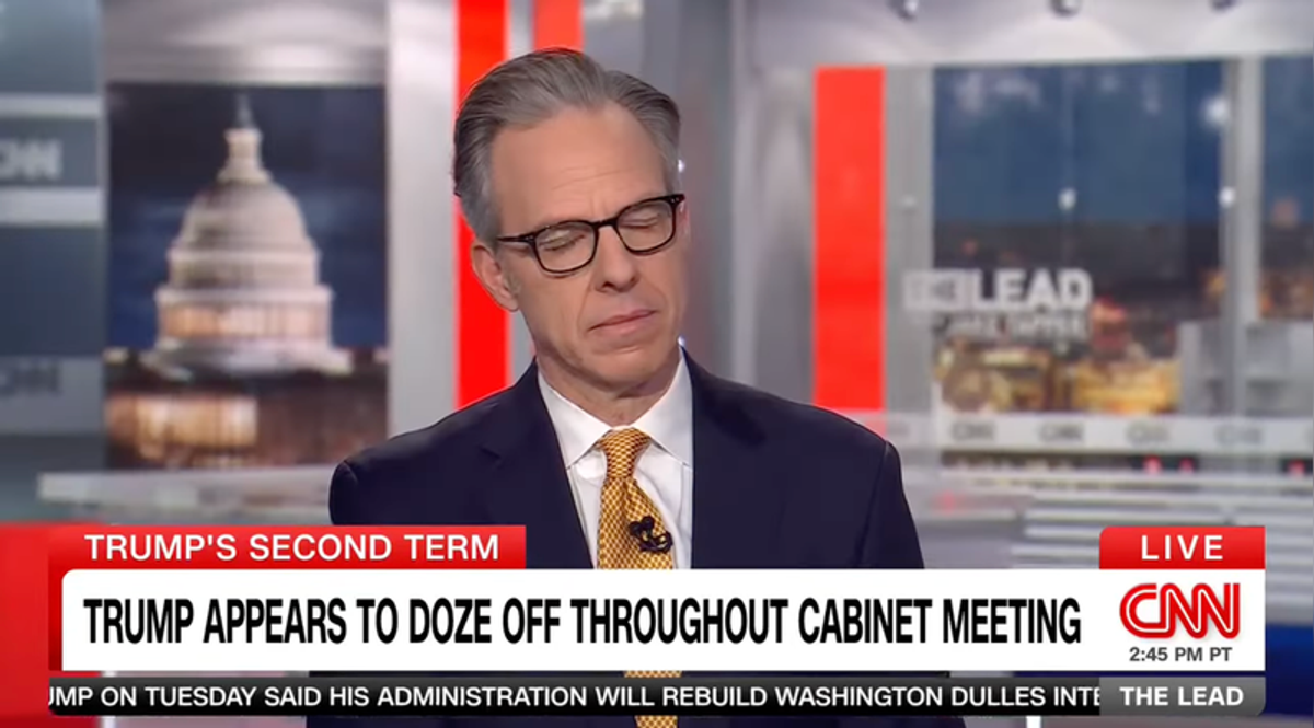 'Does that look like listening intently?' Jake Tapper mocks Trump by pretending to nod off