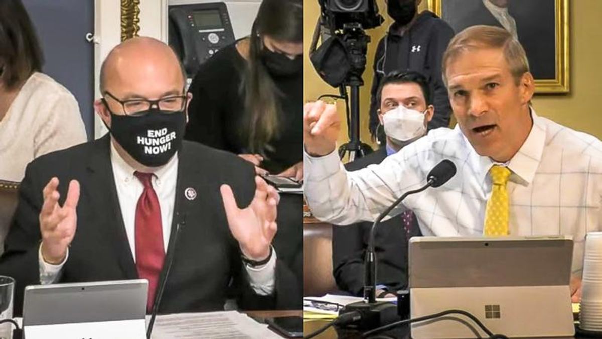 Jim Jordan explodes with anger after Dem chairman challenges him to say 'election was not stolen'