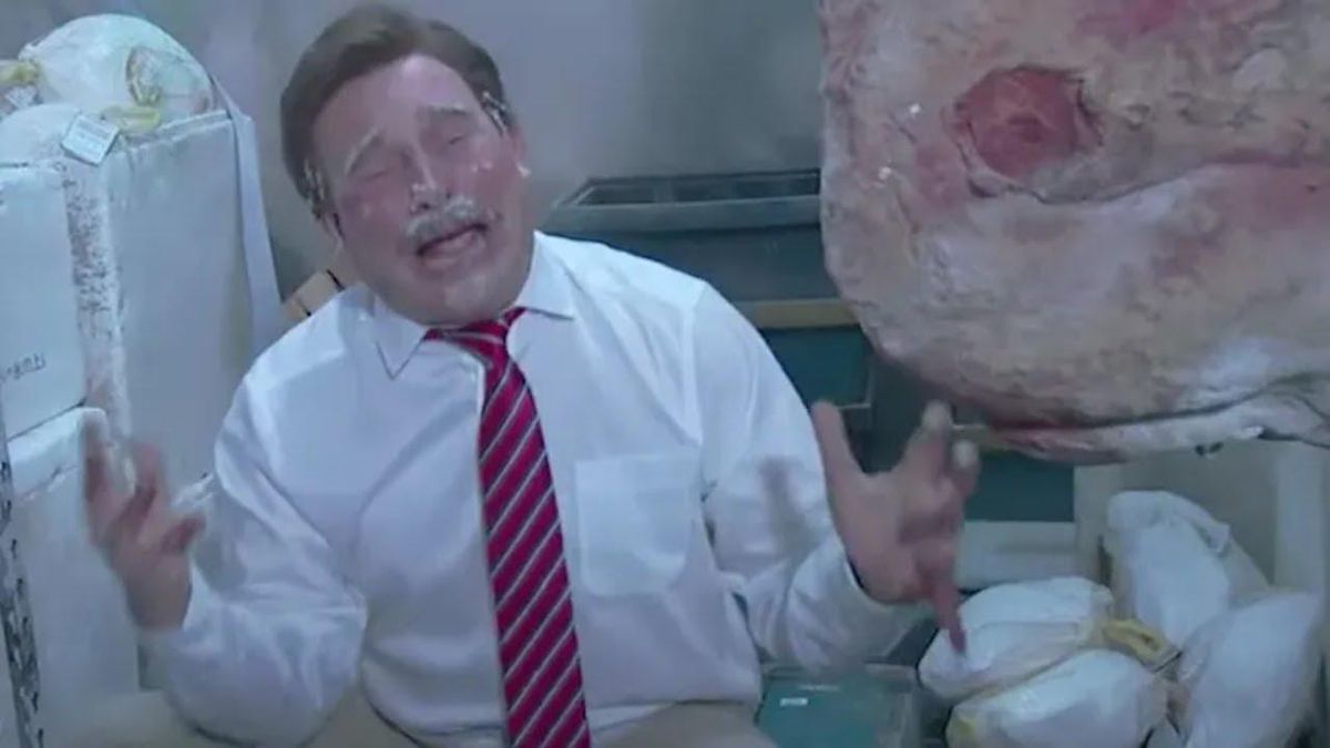 Mike Lindell rides in the back of a meat truck so the Deep State can't track him on 'Jimmy Kimmel Live'