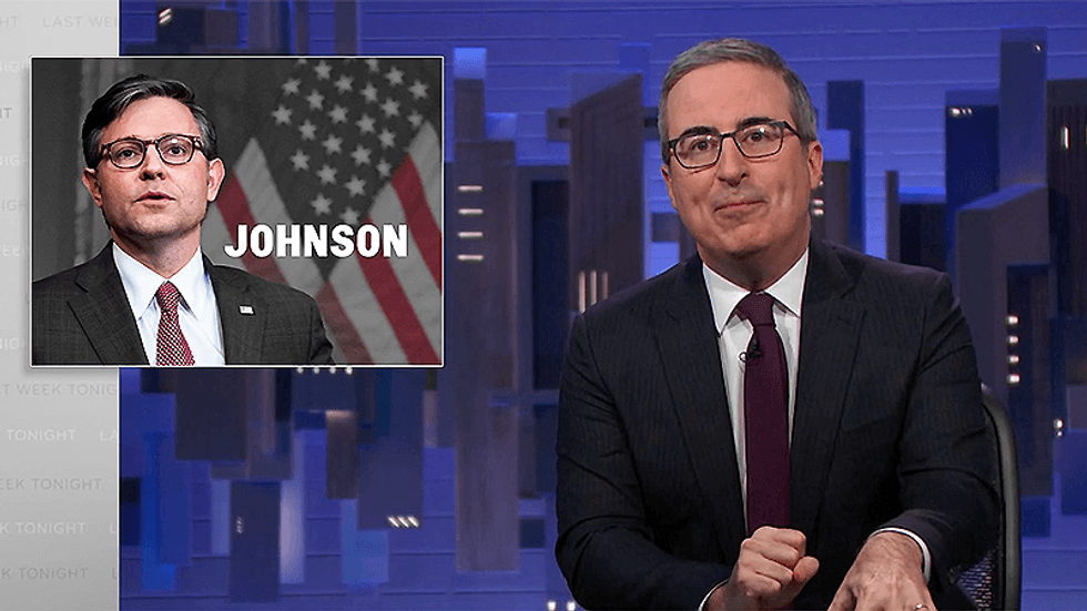 John Oliver catches Mike Johnson in another lie about his background