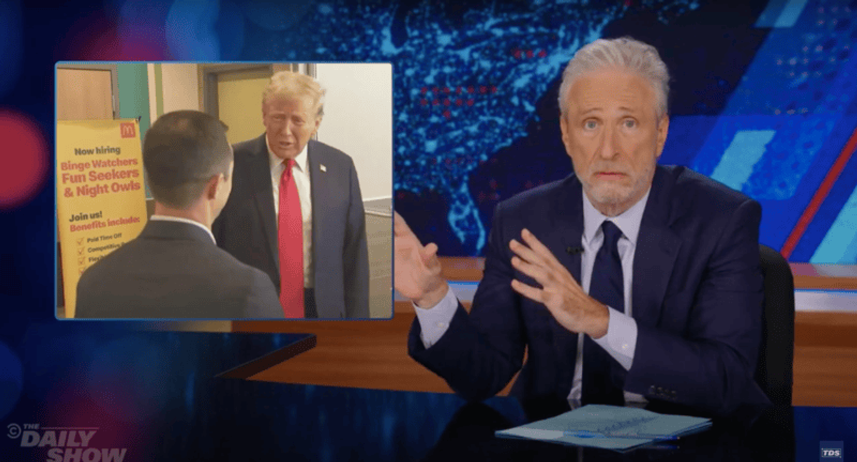 'Give him the job!' Jon Stewart begs McDonald’s to 'save democracy' after Trump visit