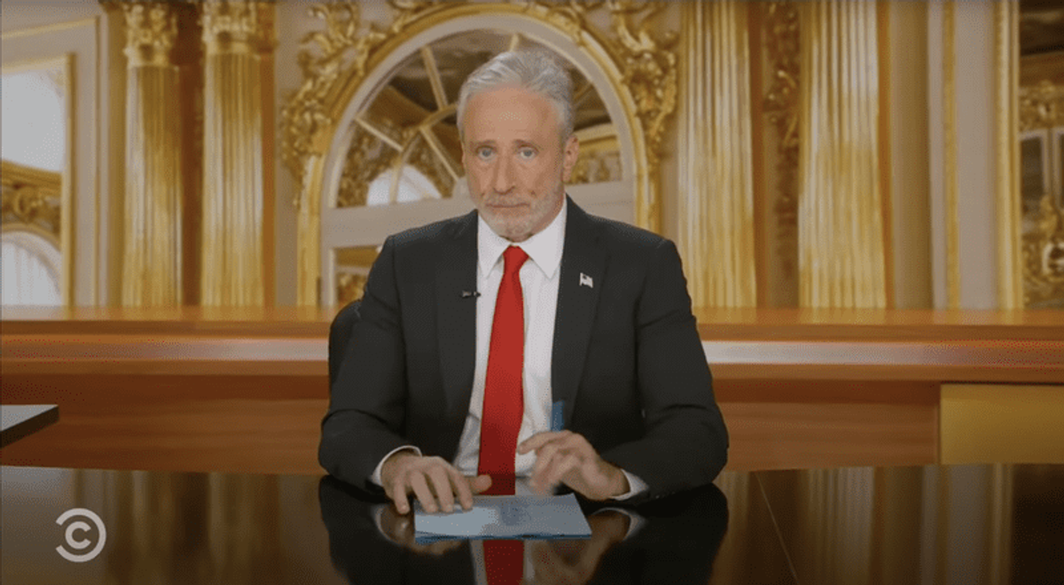 Jon Stewart mocks 'Our Great Father' Donald Trump in return to Daily Show desk