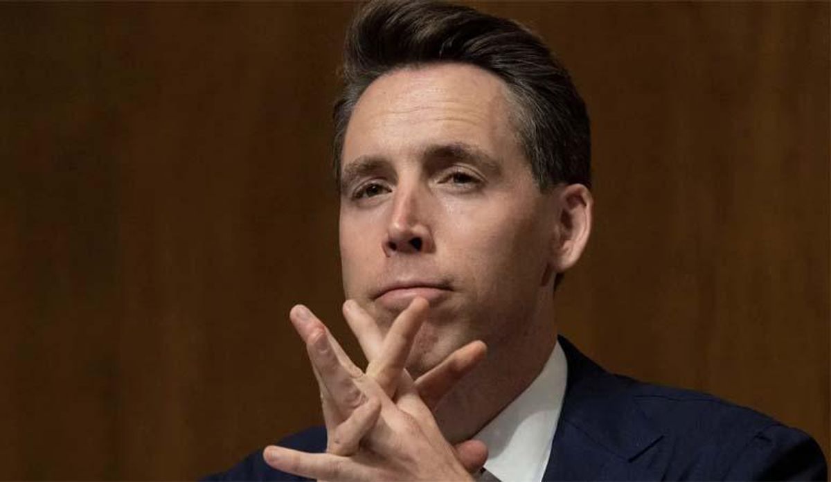 Hawley campaign scrambles to block protester's sign mocking him as 'Posh Josh'