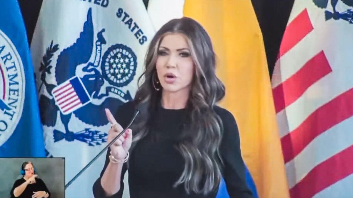 Kristi Noem kicks off first official DHS news conference with country song 'Hot Mama'